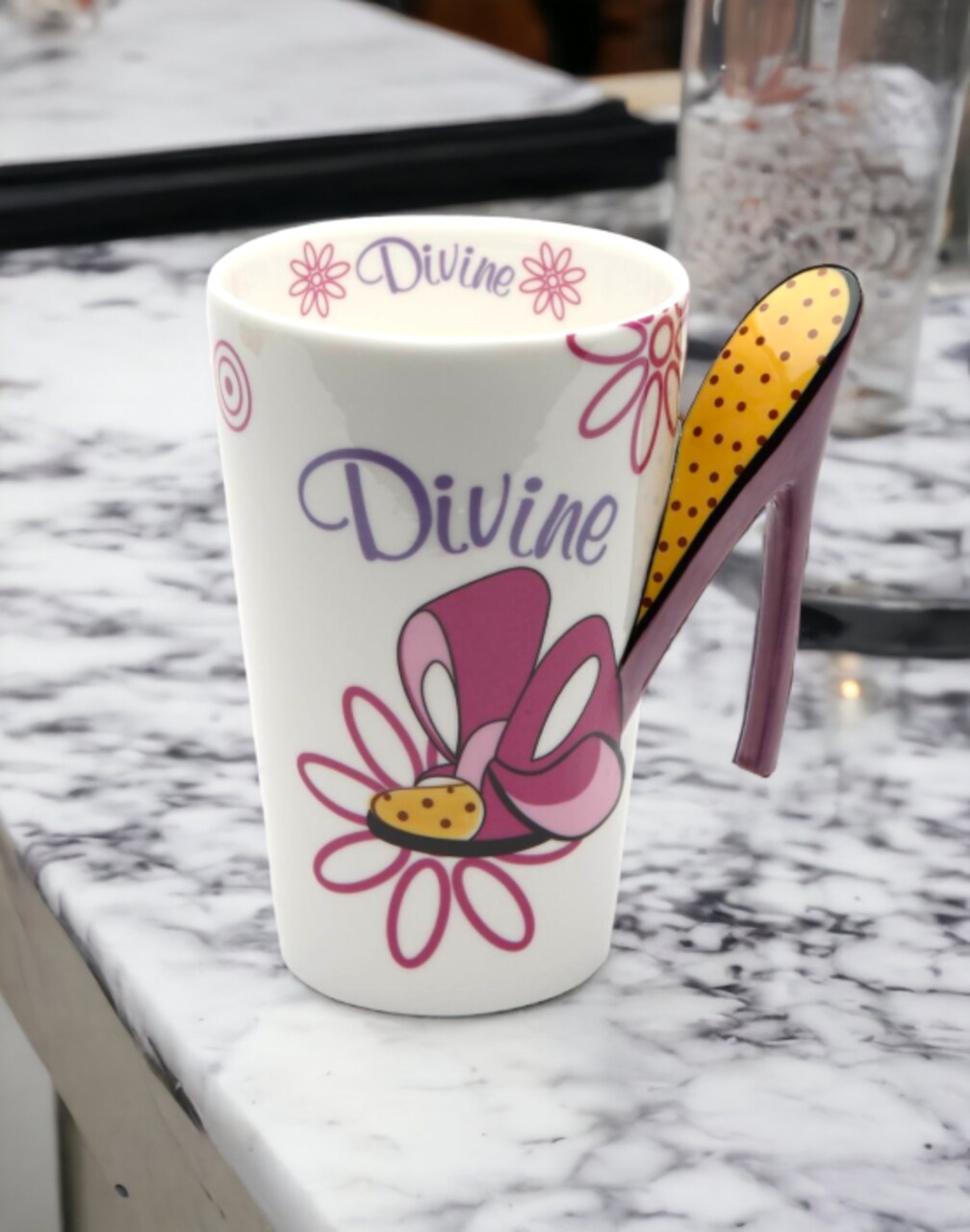 Ceramic Divine Dotted High Heels Coffee Mug, Home Décor, Gift for Her, Mom, Friend, or Coworker, Kitchen Décor, Office Decor